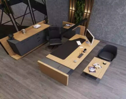 Bureau kantoormeubilair Hoekbureau Salontafel Archiefkast 3-delige set