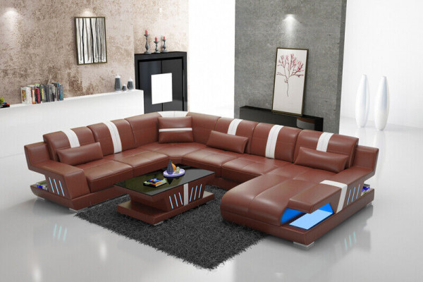 Bank U-vorm Leren bank Bankstel Design Modern