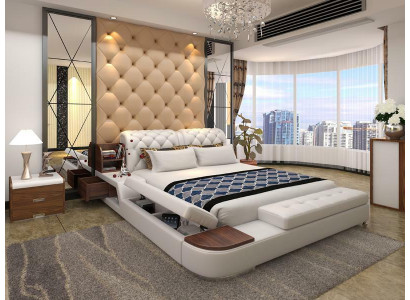 Meervoudig bedontwerp, gestoffeerd tweepersoonsbed Chesterfield luxe.