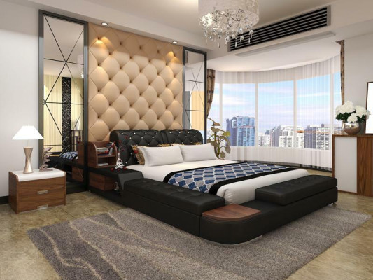 Meervoudig bedontwerp, gestoffeerd tweepersoonsbed Chesterfield luxe.