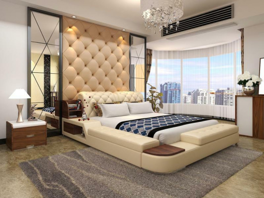 Meervoudig bedontwerp, gestoffeerd tweepersoonsbed Chesterfield luxe.