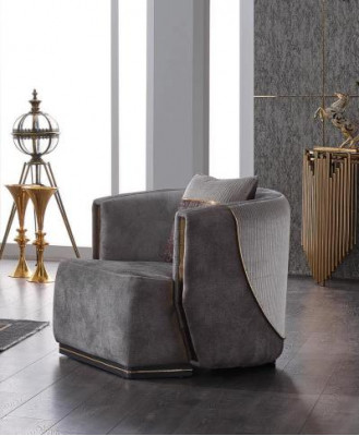 Luxe grijze bankstel driezitsbank met fauteuil Modern set banken Sofa