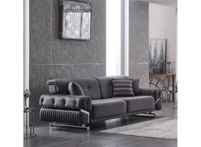 Grijze bank complete woonkamer meubels luxe bankstel driezits