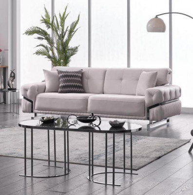 Grijze bank complete woonkamer meubels luxe bankstel driezits