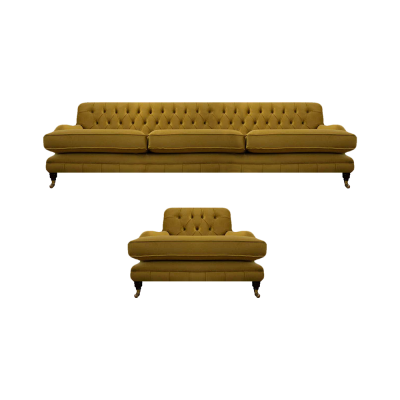 Chesterfield Sofa Drieder Zitplaatsen Geel Fauteuil Meubilair Bank Woonkamer Nieuw