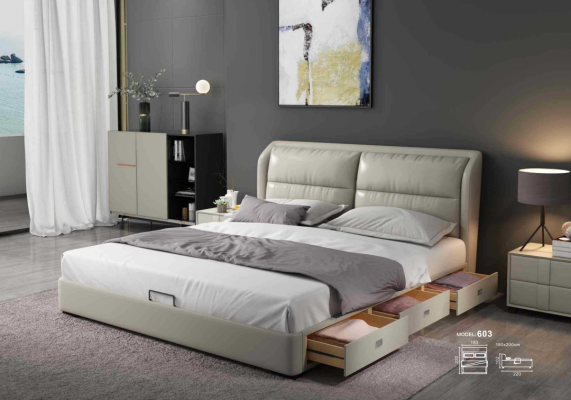 Ontwerper Bed Slaapkamer Bedden Textiel Leer Hotel Luxe Bekleding Fluweel Stof