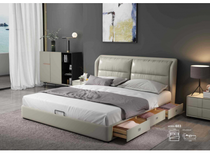 Ontwerper Bed Slaapkamer Bedden Textiel Leer Hotel Luxe Bekleding Fluweel Stof