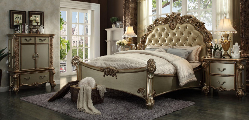 Bed 2x Nightstand 3 pcs. Bedroom set Designer luxury group suite