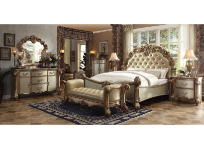 Bed 2x Nightstand 3-piece. Classic bedroom set luxury Baroque Rococo.  Bed 2x Nachtkastje 3-delig. Klassieke slaapkamerset luxe Barok Rococo.