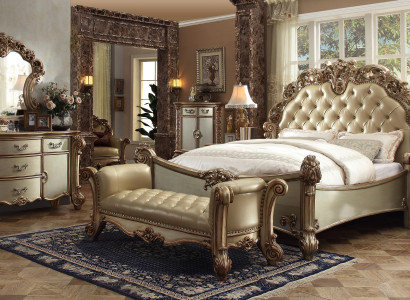 Bed 2x Nightstand 3-piece. Classic bedroom set luxury Baroque Rococo.  Bed 2x Nachtkastje 3-delig. Klassieke slaapkamerset luxe Barok Rococo.