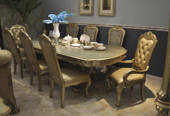 Koninklijke eettafel met 6 stoelen Complete decoratie eetkamer 7-delig.
