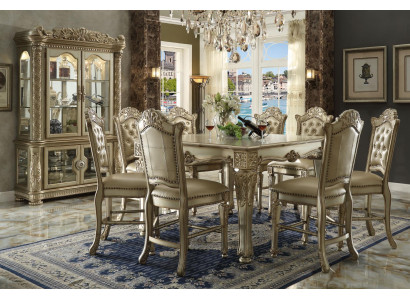 Eetkamer Eetkamerset Klassieke set Eettafel 6x Chesterfield armstoelen