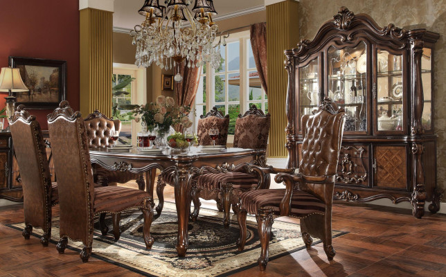 Compleet decoratieset eettafel + 6 stoelen eetkamerset eetgroep houten tafel