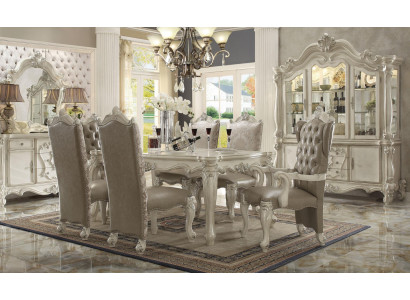 Koninklijke eetkamerset Barok-Rococo eetkamermeubilair 6 stoelen Eettafel 7-delige set.