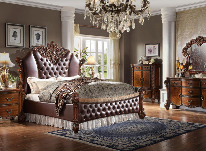 Bed 2x Bedside tables 3-piece Set Furniture Baroque Rococo Bedroom 180x200