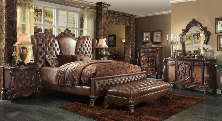 Bed Nachtkastje 3-delig Slaapkamer Set Chesterfield Luxe Slaapkamer