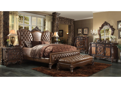 Bed Nachtkastje 3-delig Slaapkamer Set Chesterfield Luxe Slaapkamer