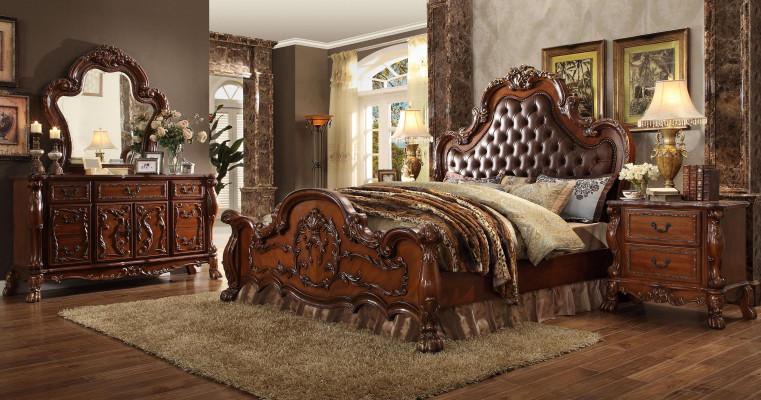 Bed 2x Nightstands 3 pieces Set Furniture Baroque Rococo Bedroom Set