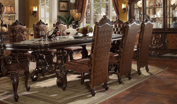 Klassieke bruine Chesterfield stoelen Designer x6 leren stoelen stoelgroepen Set 6-delig.