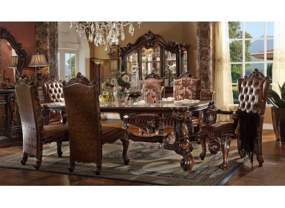 Compleet set eettafel + 8 stoelen set eetkamer groep decoratie houten tafel