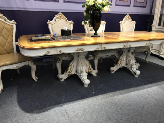Koninklijke eetkamerset Barok Rococo tafel met 6 stoelen