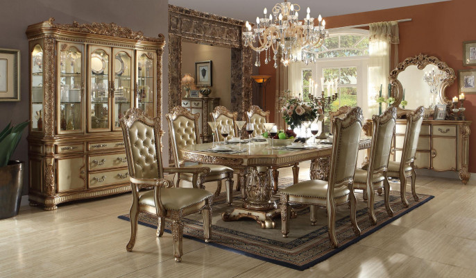 Koninklijke 7-delige eetkamerset eettafel 6x stoelen in barok en rococo stijl.