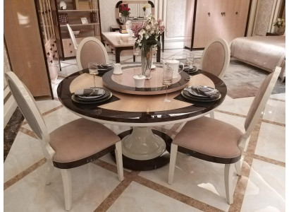 Moderne eettafel set van hout met eettafel en 4 stoelen, 5-delige set