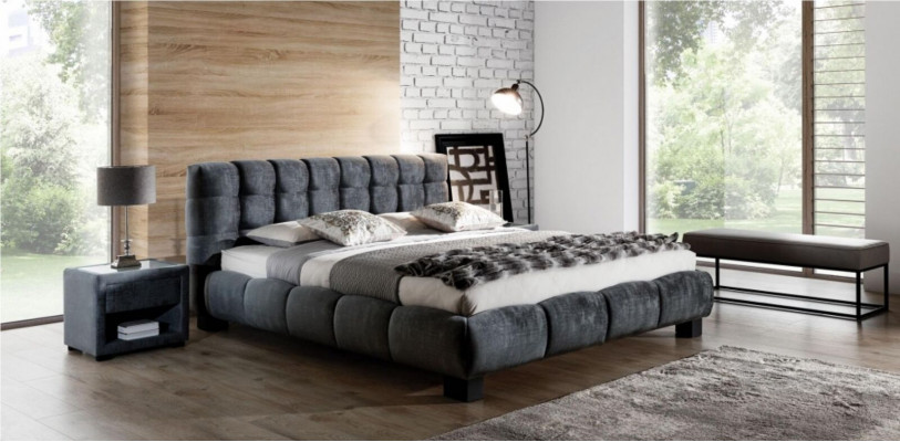Bed Grijs Slaapkamer Meubels Textiel Ontwerp 160x200cm Bedden Fluweel