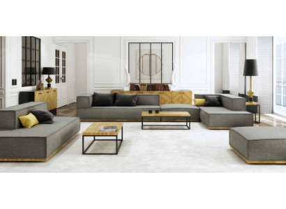 Hoekbank L-vorm Luxe bankstel Sofa Stof Banken Bekleding Zit Hoek Modern Grijs