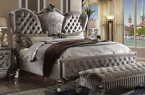 Bed, luxe tweepersoonsbed, slaapkamer designbed, bedden hout