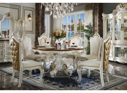 Koninklijke eetkamerset in barok en rococostijl - tafel & 8x Chesterfield-stoelen