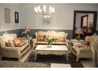 Klassiek Chesterfield 4-delig set bankstel Bank Bank Bekleding