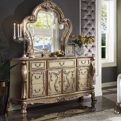 Edel dressoir buffet dressoir kast + spiegel barok rococo dressoir hout nieuw