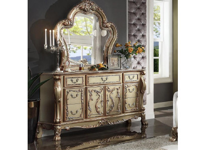 Edel dressoir buffet dressoir kast + spiegel barok rococo dressoir hout nieuw