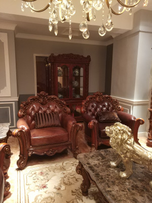 Leren fauteuil 1-zits bank Beklede banken Design Luxe Klassieke éénzitter