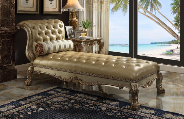 Chaise longues Chesterfield ligbed Chaise lederen sofa Gouden ligbedden Chsterfield