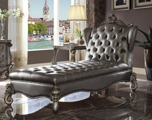 Chaiselongues Chesterfield Ligstoel Chaise Lederen Bank Relax Zilveren Barok