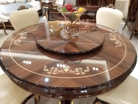 Ronde eettafel 6 stoelen stoel eetkamer compleet décor set barok