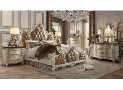 Slaapkamer set Nachtkastjes Bed 5-delig Rococo Barok Antieke Stijl Houten Bed