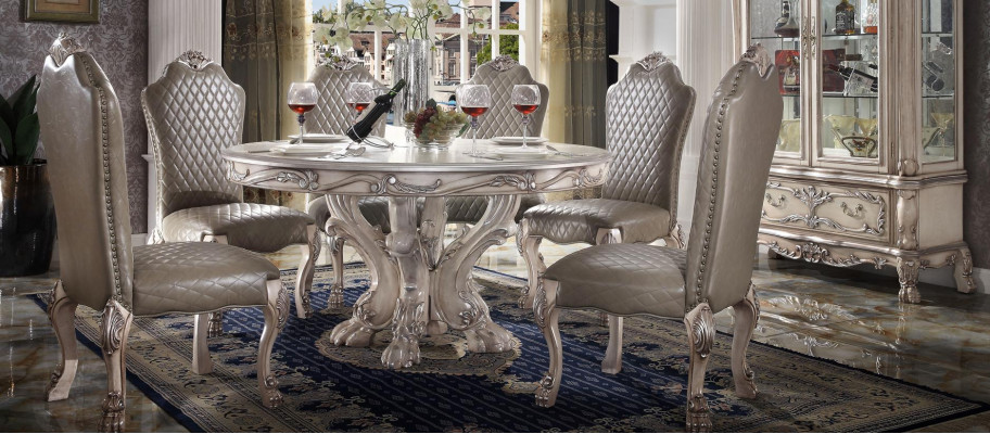 Tafelset garnituur Eettafel 6 stoelen Luxe stijl Meubels 8-delig Stoelengroep Vitrine