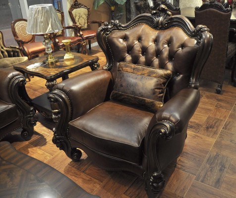Bankstel 321 Zitsbank Bank Lederen Set Houten Barok