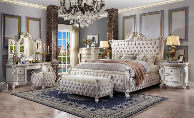 Klassieke slaapkamer set barok rococo bed nachtkastje ladekast