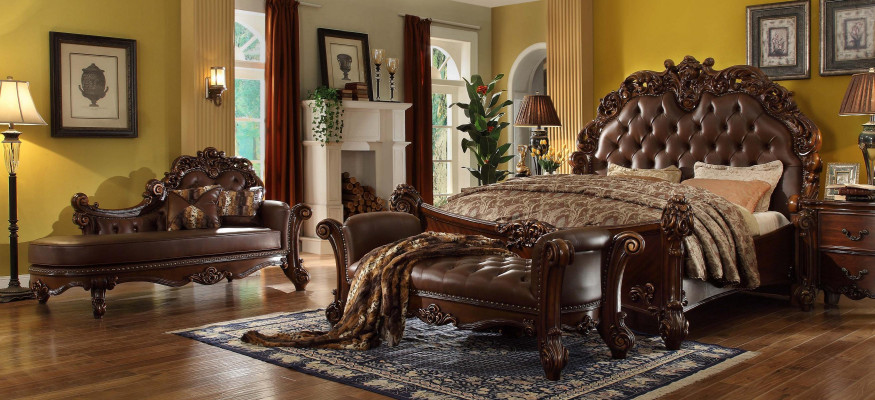 Slaapkamer leren bed nachtkastjes 5-delig compleet set bedden hout