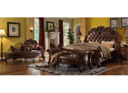 Slaapkamer leren bed nachtkastjes 5-delig compleet set bedden hout