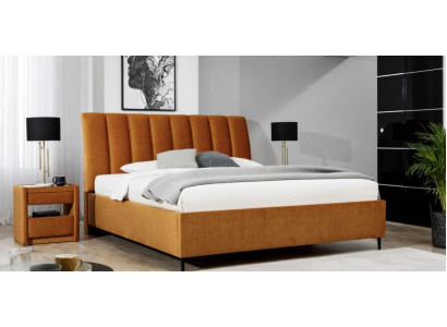 Bed oranje slaapkamer gestoffeerd meubilair textiel moderne stijl bedden