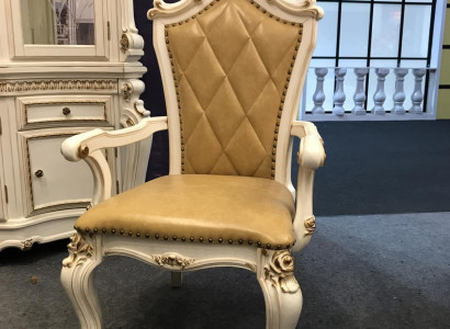 Woonkamerstoelontwerp Eetkamer houten stoelen Gestoffeerde met armleuning.