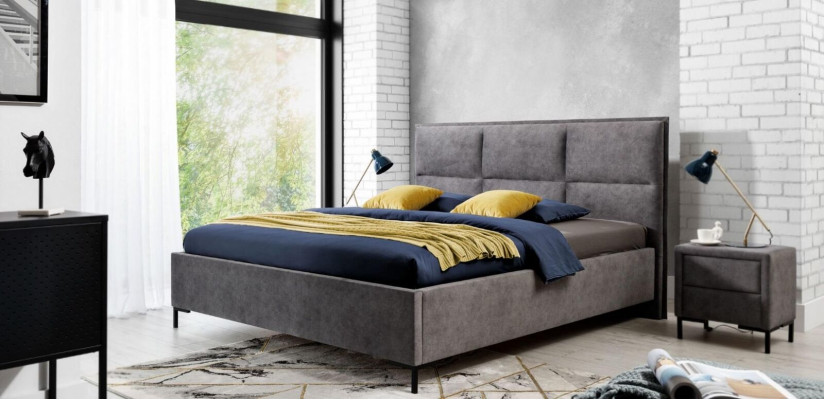 Bed Grijs Slaapkamer Hout Meubels Textiel Klassieke Art deco Stijl