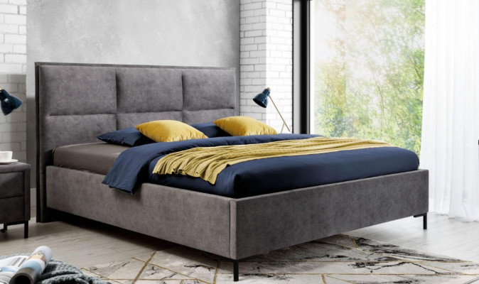 Bed Grijs Slaapkamer Hout Meubels Textiel Klassieke Art deco Stijl