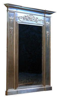 Spiegel Zilveren Barok xxl Grote Wandspiegel Hout 132x14x220cm Frame