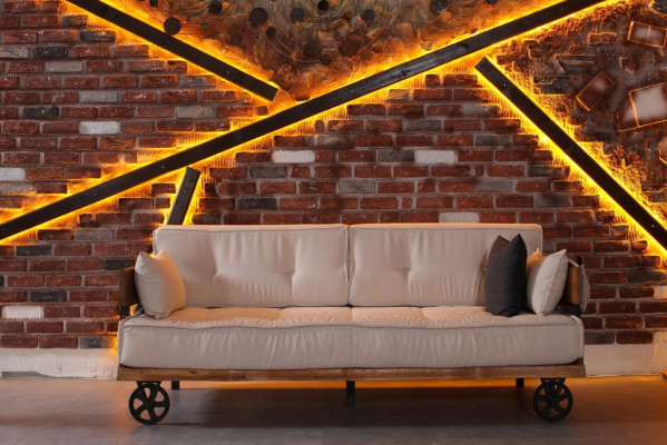Luxe bank bank meubilair 3+3 zits set met salontafel loft.
